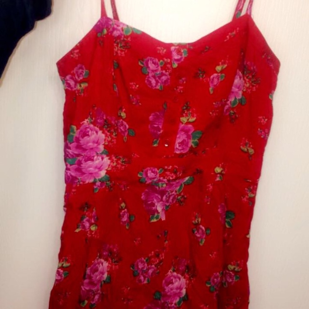 Red, floral romper!